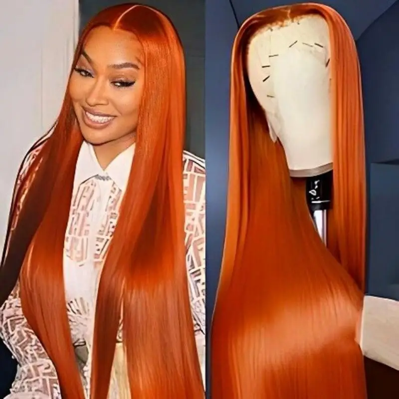 Straight Orange Ginger Colored 100% Human Hair Wigs 13x6 HD Lace Frontal Wig Ginger 13x4 HD Lace Front Wig 100% Human Hair Wigs