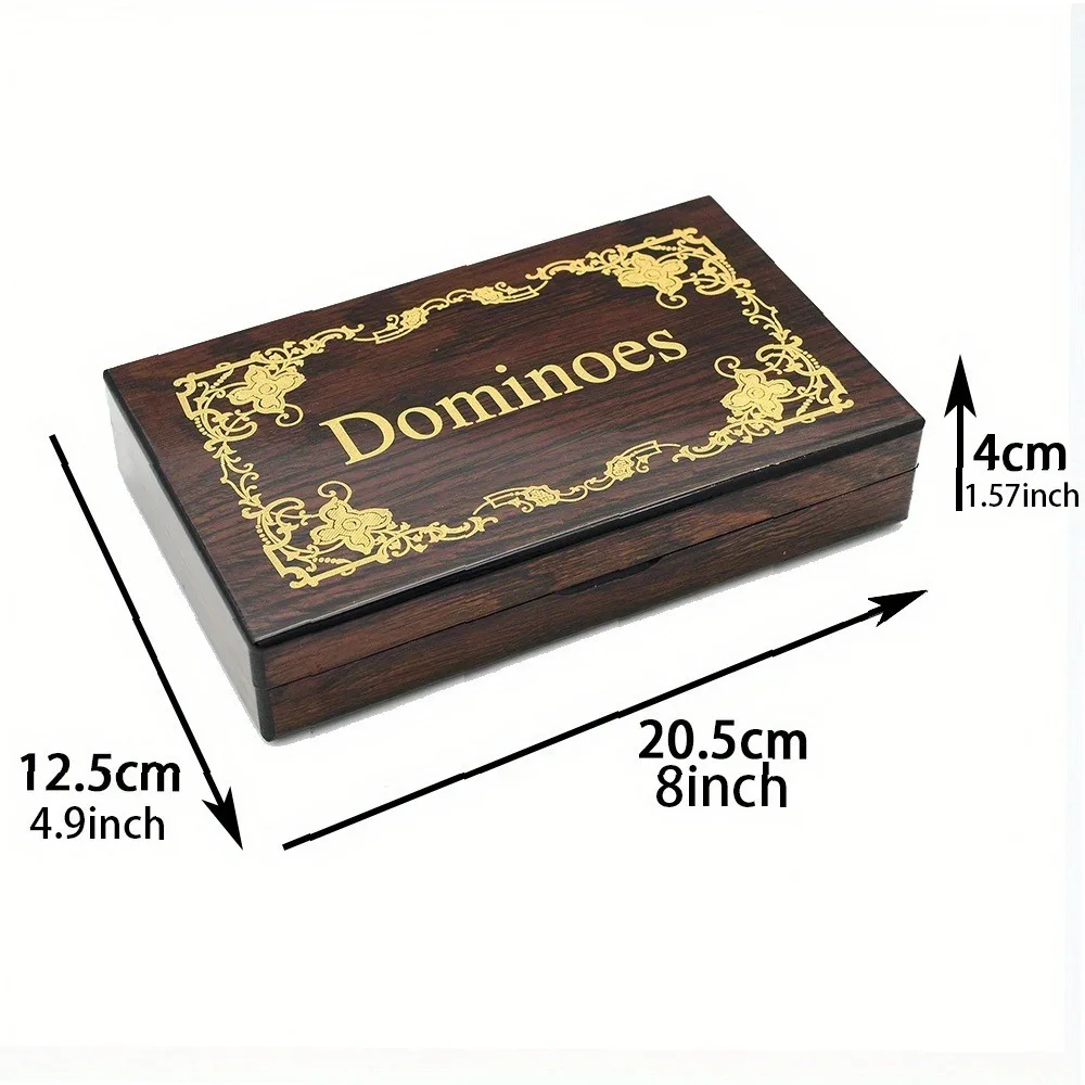 Classic Wooden Six Dot Dominoes Set with Box - Family Board Game for Math Skills & Strategy