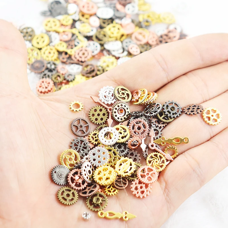 60-120pcs 4-10mm Pointer Gear Jewelry Epoxy Resin Filling Mold Component Metal Punk Gear DIY Jewelry Making Accessories Finding