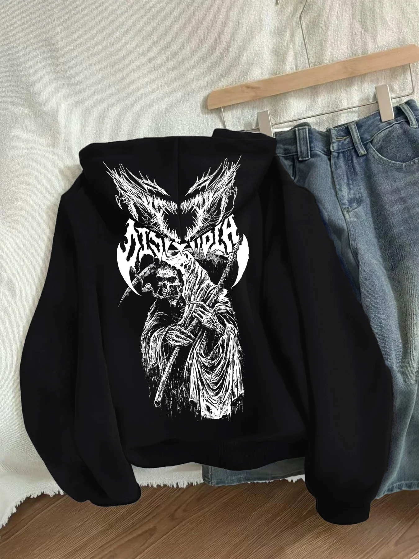 

Зимняя куртка Y2k с готическим принтом, толстая тяжелая бархатная черная куртка на молнии с капюшоном, тонкая темпераментная женская куртка в повседневном стиле для ленивых поездок на работу