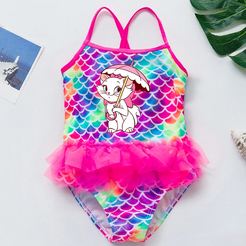 

Купальник Marie Cat Girl: летний слитный купальник, пляжная одежда, купальник с принтом рыбьей чешуи, бикини, костюм для плавания