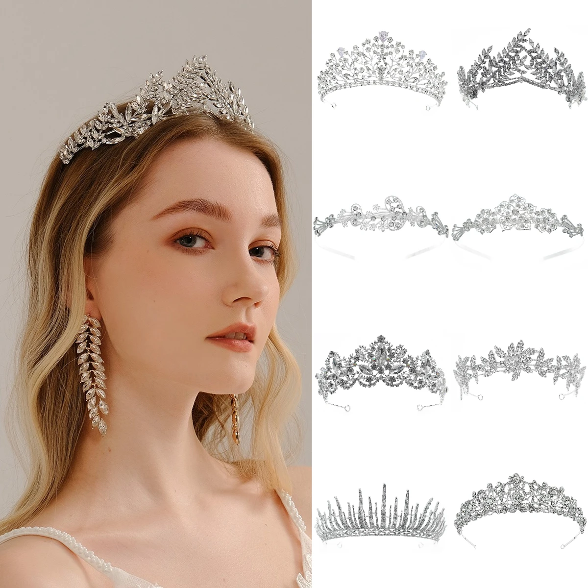 

Женская Тиара для косплея леди свободы, искусственная корона, серебряная и Золотая блестящая женская свадебная корона, свадебный головной убор, аксессуары для платья