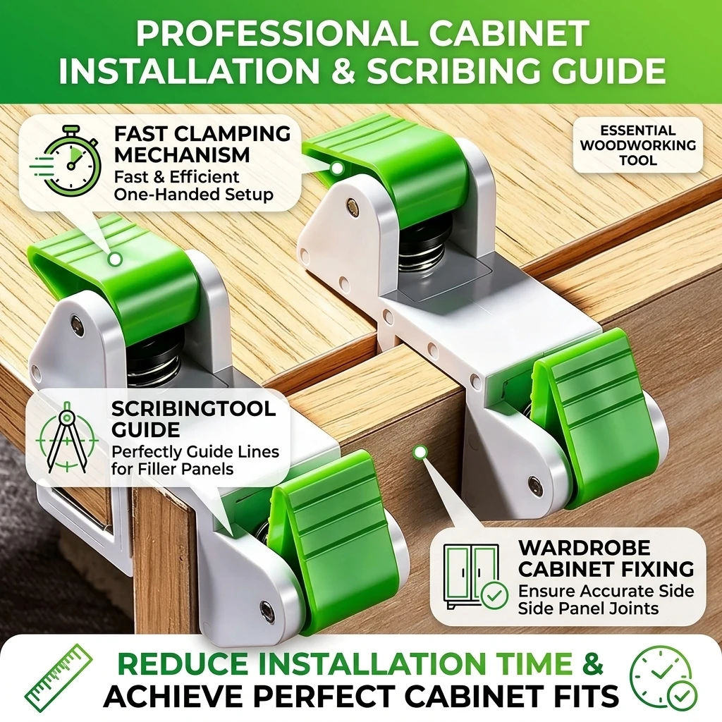 Cabinet Filler Marker Quick Clamp Precision Scribing Tool For Woodworking Wardrobe Cabinet Side Installation Fixing 1 Pc