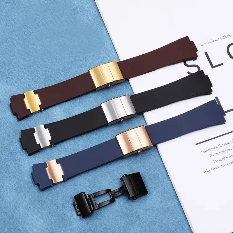 25 مللي متر * 12 مللي متر مقاوم للماء حزام ساعة من المطاط السيليكوني أسود بني أزرق حزام (استيك) ساعة ل أوليس ناردين البحرية غواص الساعات