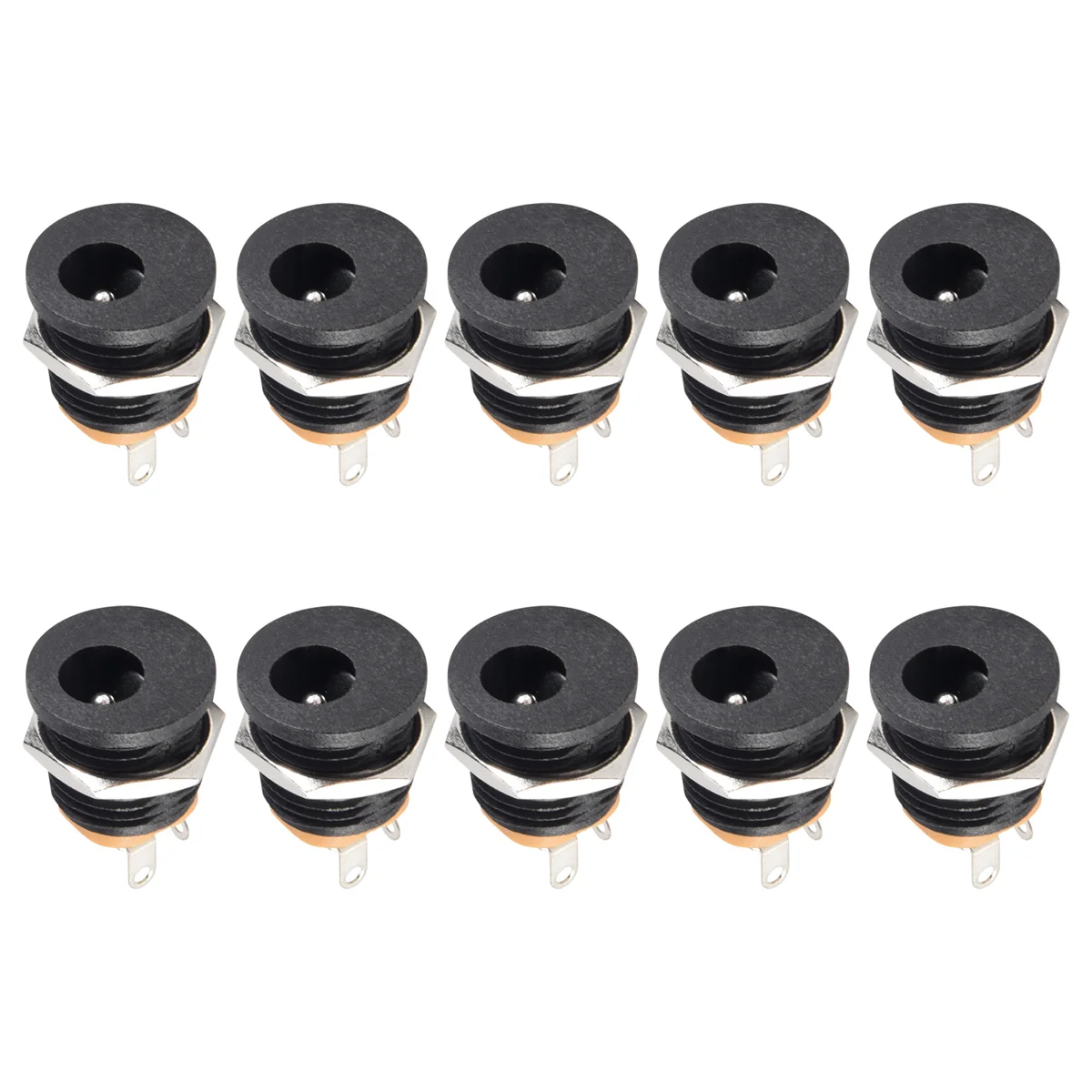 10 Pcs 3-terminal Soldering 2.1mm x 5.5mm Female Power Jack DC Socket