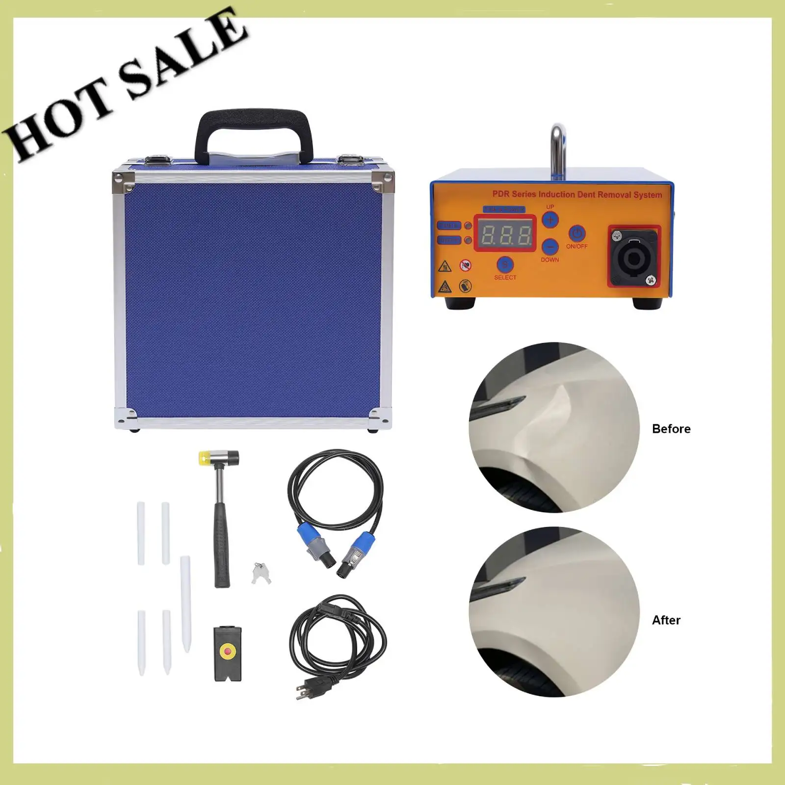 Induction Heater Dent Repair Tool 1.38KW 110V PDR Car Dent Puller Kit with Carrying Case for Auto Body Shop
