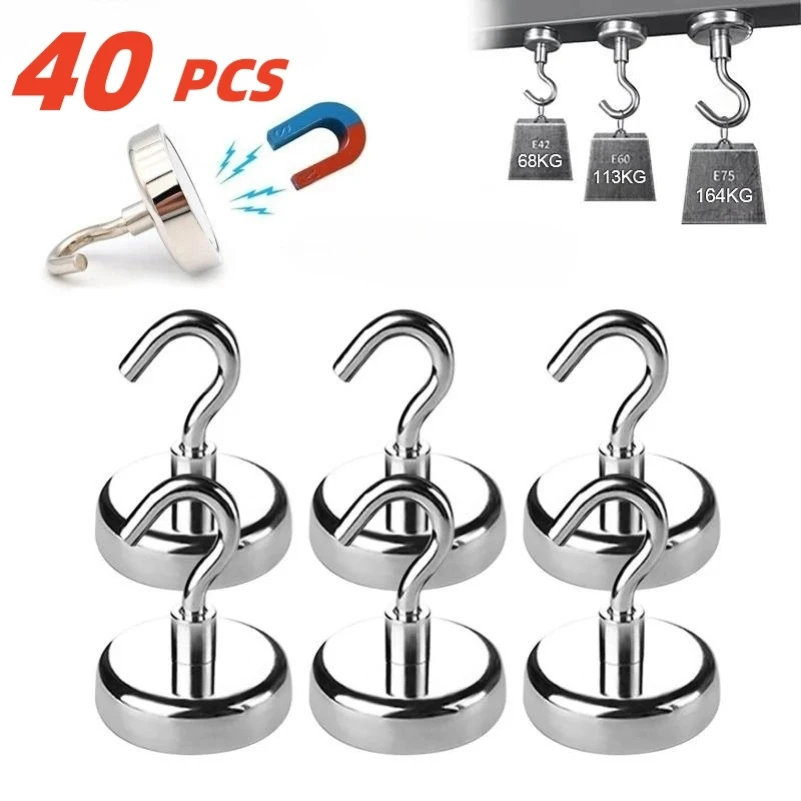 

40PCS Strong Magnetic Hooks Multi-Purpose Storage Hooks Home Kitchen Bar Storage Hooks Key Storage Hooks Bathroom Hangers