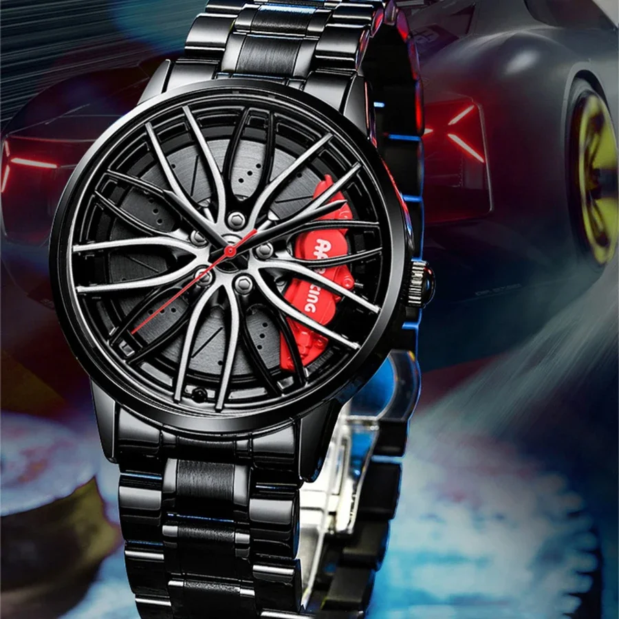 Nuovi orologi uomo auto sportiva orologi da uomo quarzo impermeabile Sport Rim Hub Wheel orologio da polso orologio da uomo al quarzo per auto