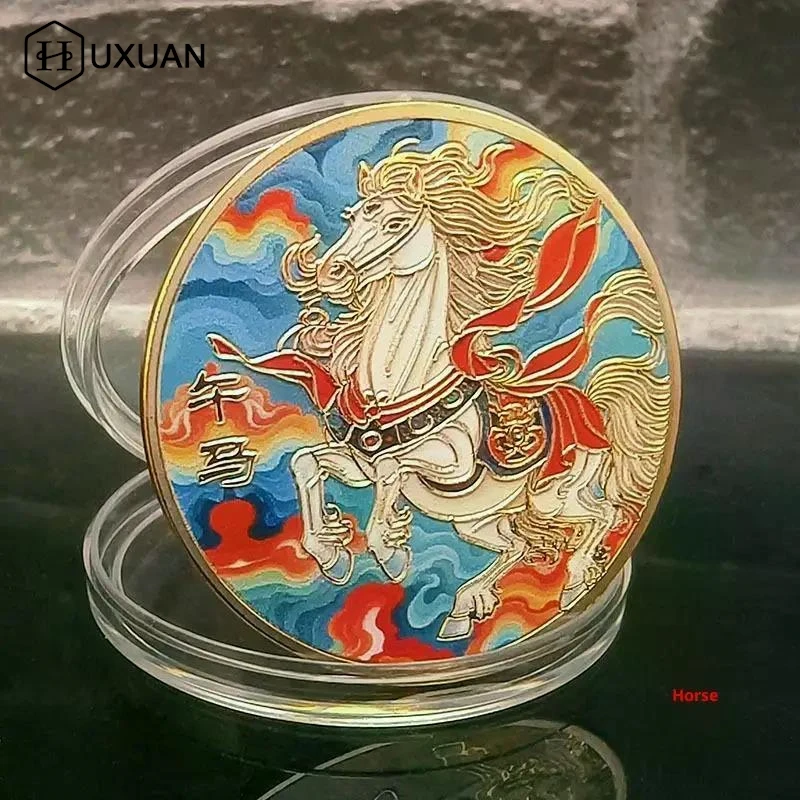 Year Of The Horse Chinese Coins Lucky Animal Horse Commemorative Coins Metal Collection 2026 New Year Souvenir Gift