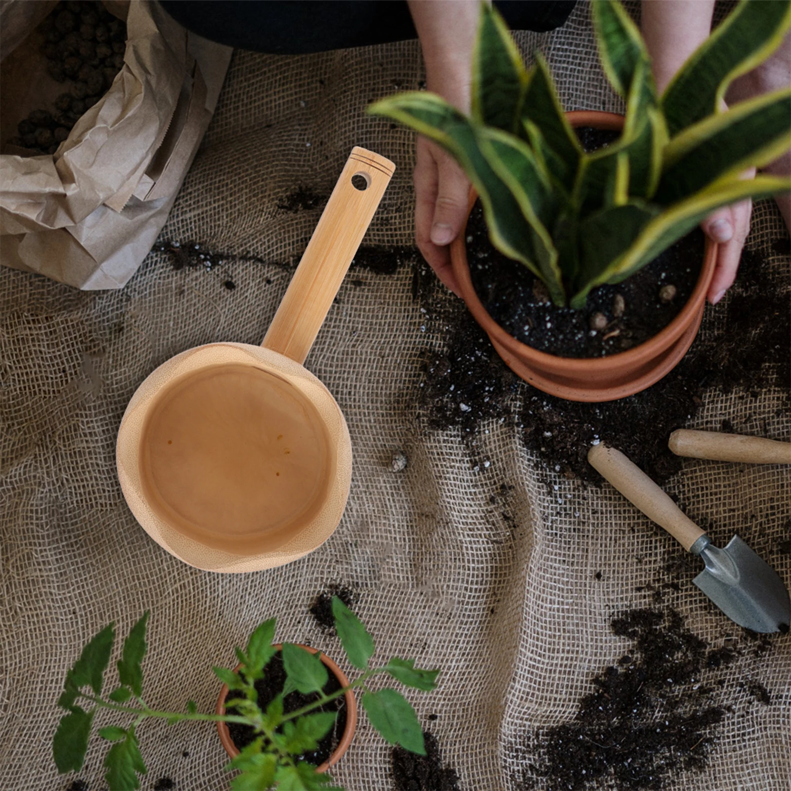 

Bamboo Water Ladle Solid Thickened Scoop for Home Kitchen Bath Hair Washing Garden Watering Accessory Water Scoop