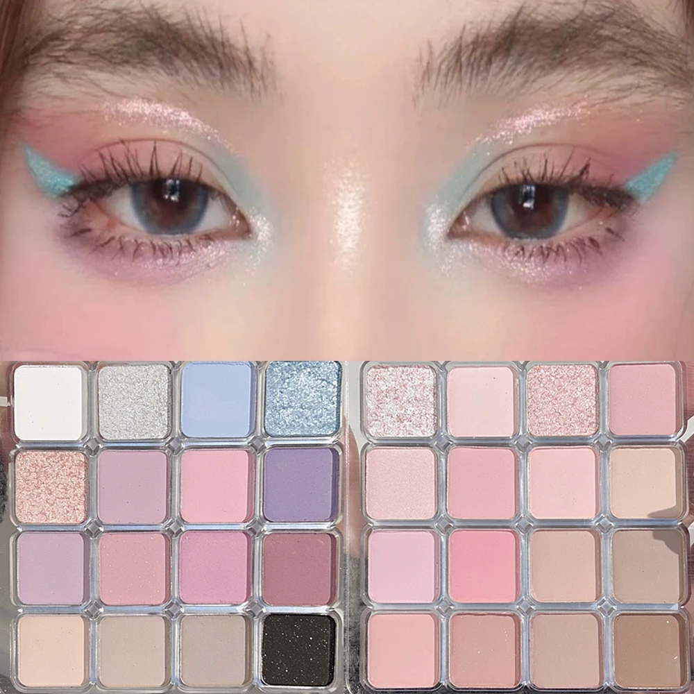 Impresionante paleta de sombras de ojos de 16 colores, Nacarado, mate, Color tierra, lentejuelas brillantes, sombra de ojos, maquillaje duradero, baja saturación, resistente al agua