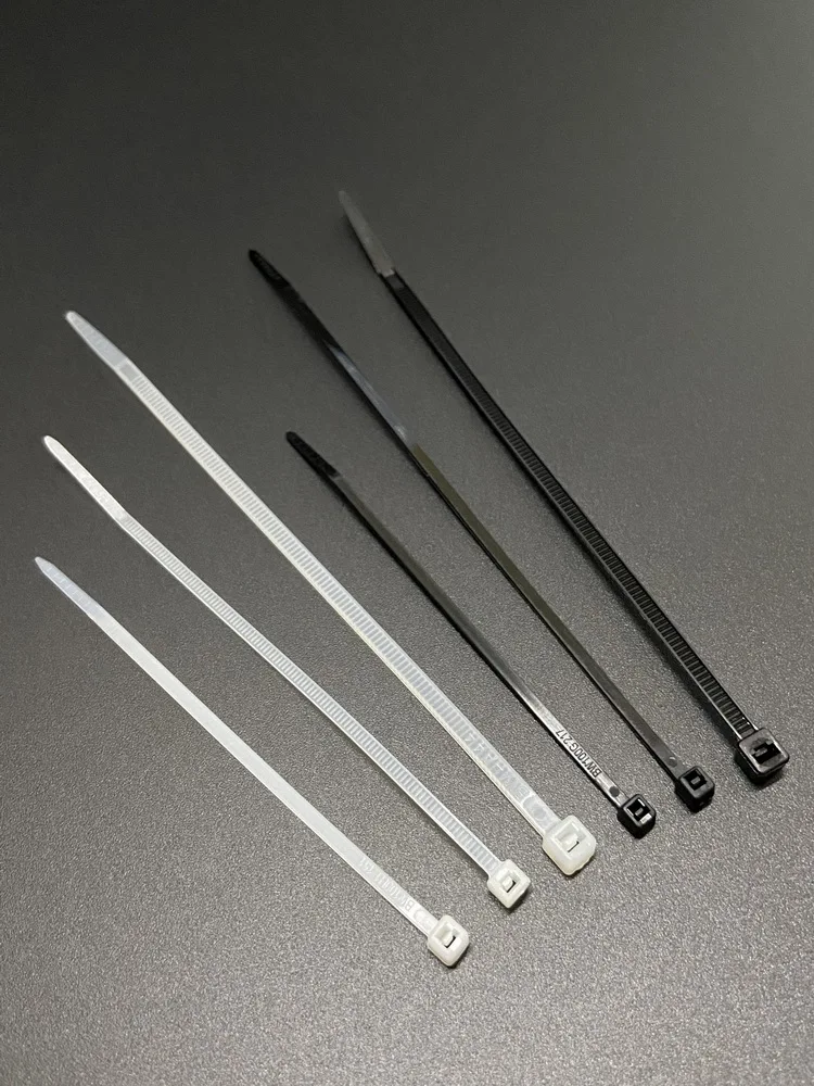 Self-Locking Disposable Cable Ties Straps Plastic Nylon 66 White Black Electrical Accessories for Wire Organizing
