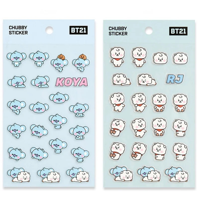 Kawaii BT21 Anime Bubble Sticker Self-Adhesive Sticker Handbook Cute Cartoon DIY Three-dimensional Sticker Birthday Gift