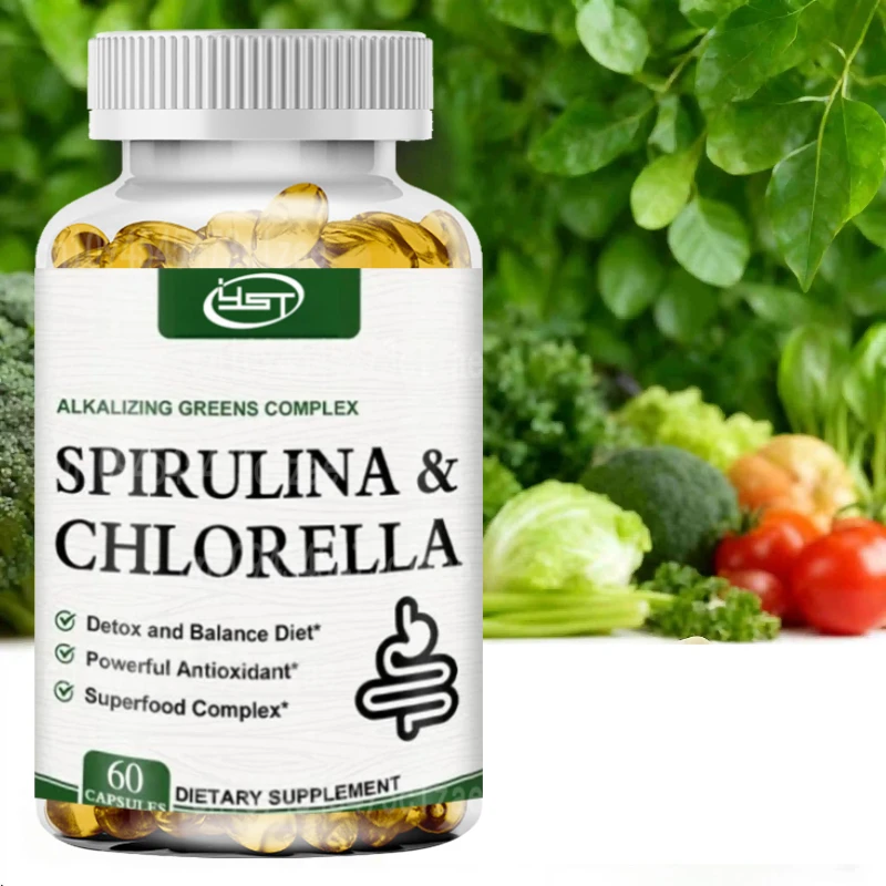 Spirulina Chlorella Supplement - Supports Liver, Kidney and Intestinal Detoxification, Energy, Digestion, Antioxidant