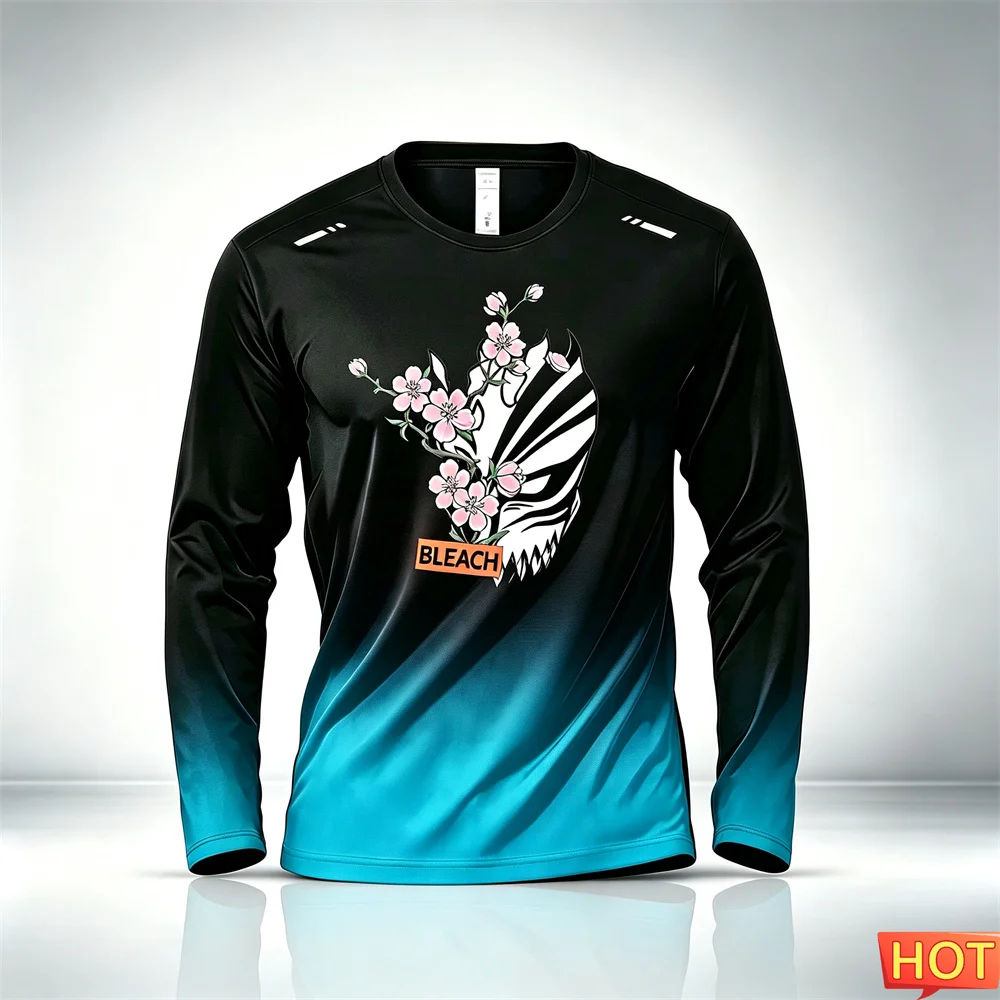Anime Pattern Men's Long Sleeve T-shirt Autumn Men's Fitness Gradient T-shirt Elastic Training Sports T-shirt Gym men's clothing view 5