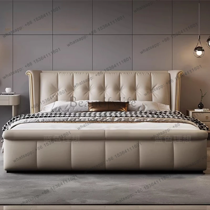 King size leather bed 2 people 180x200cm Modern elegant comfortable bedroom beds luxury design camas de dormitorio furniture