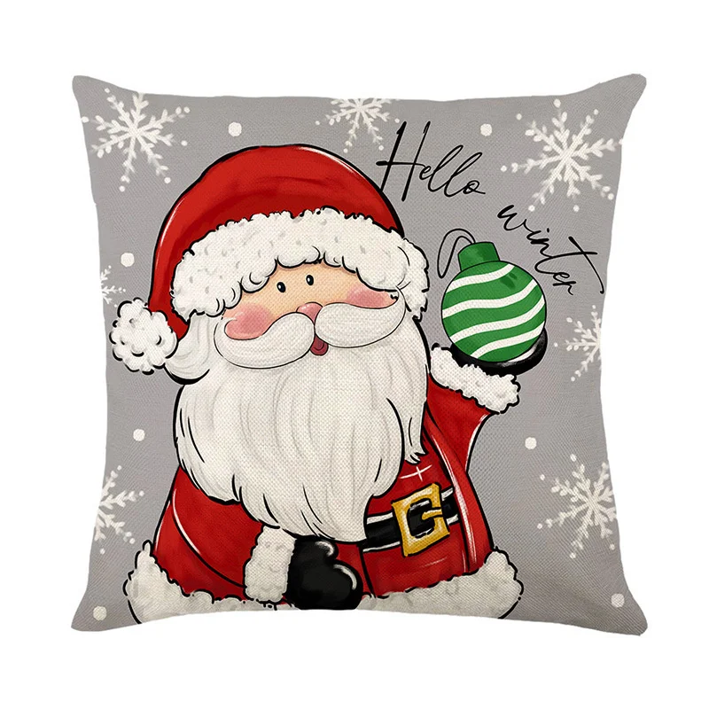 4pcs Merry Christmas Santa Cushion Cover 2024 New Christmas Pillow Cover Bed Sofa Party Decor New Year Christmas Pillowcase