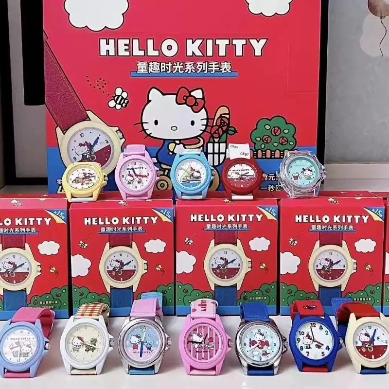 Anime Sanrio Hello Kitty Figures Blind Box Toys Cartoon Watch Fun Time Series Collection Decoration Girls Boys Gifts
