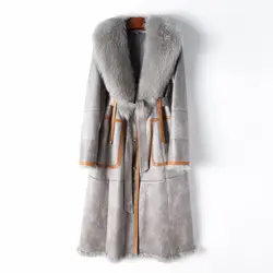 High Quality 2024 Rabbit fur one-piece fox fur collar genuine fur trendy casual jacket for women