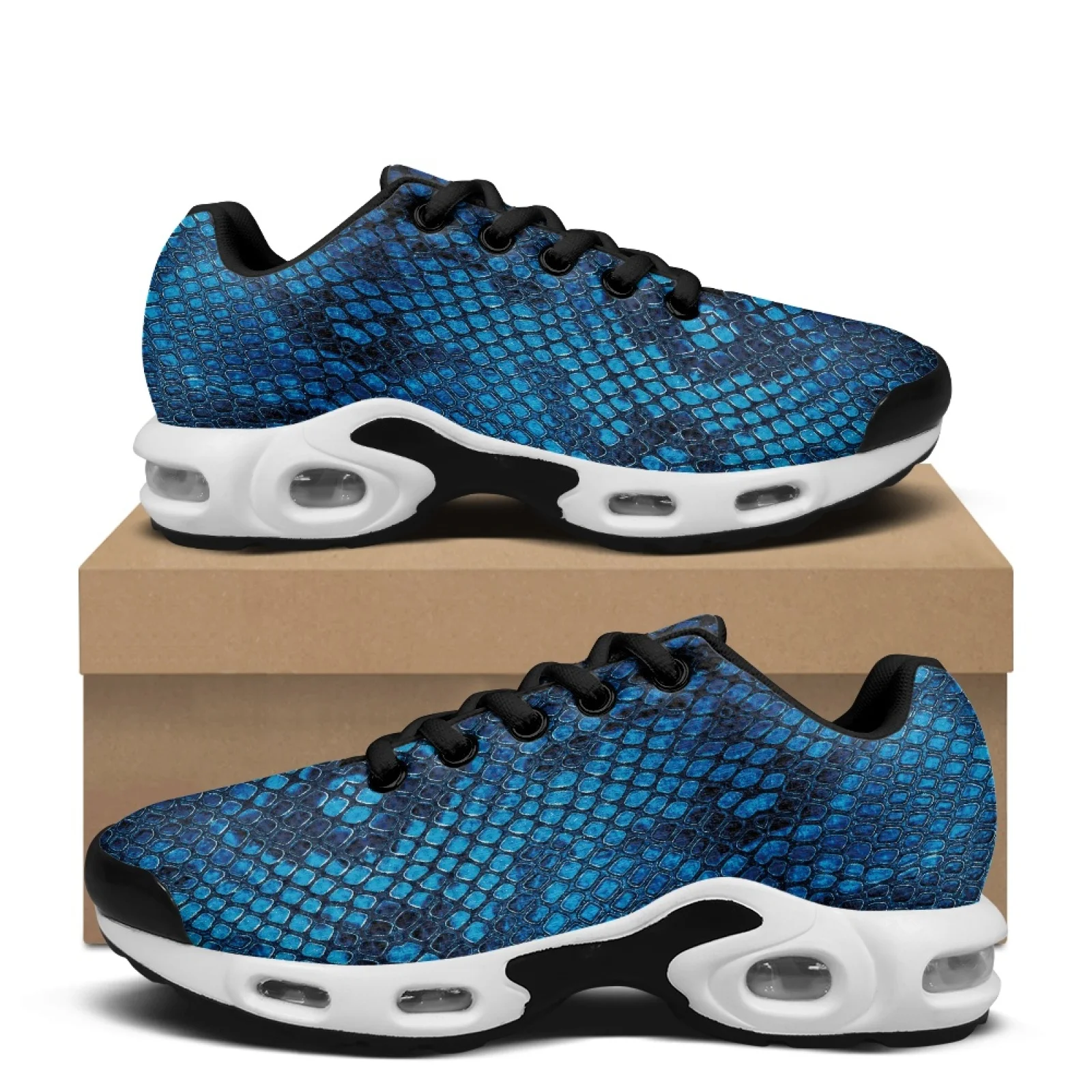 PENSTROLL Snakeskin Pattern Fashion Air Cushion Sneakers for Mens Gym Walking, Air Mesh Comfort Sneaker