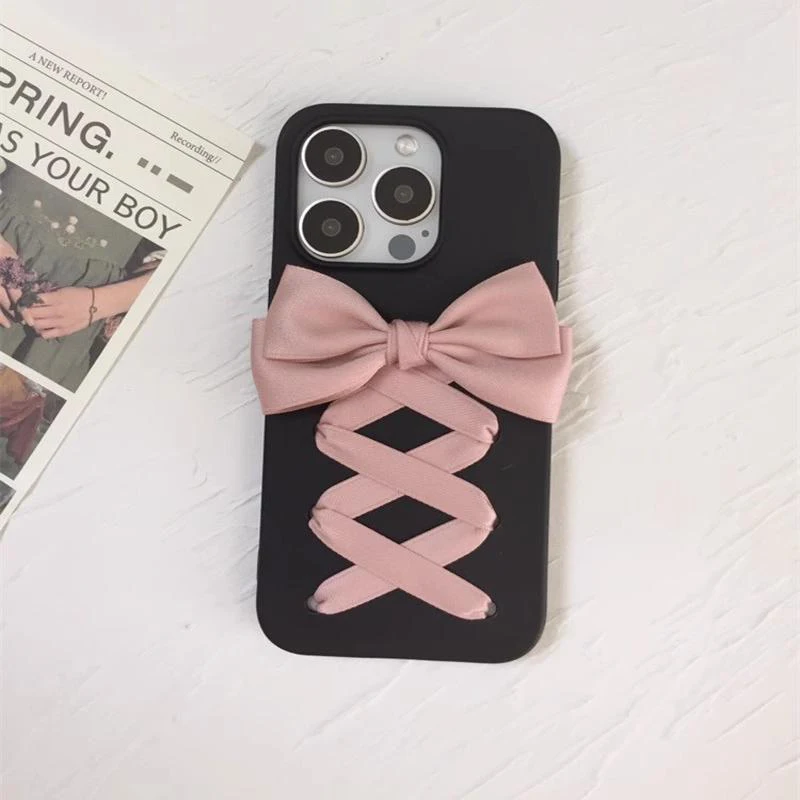 Loria Ballet Theme Y2K Girl\'S Phone Case Bow Handmade iphone 15 Pro Max Soft Case Silicone for iphone 16 14 13 11 12 Pro Max