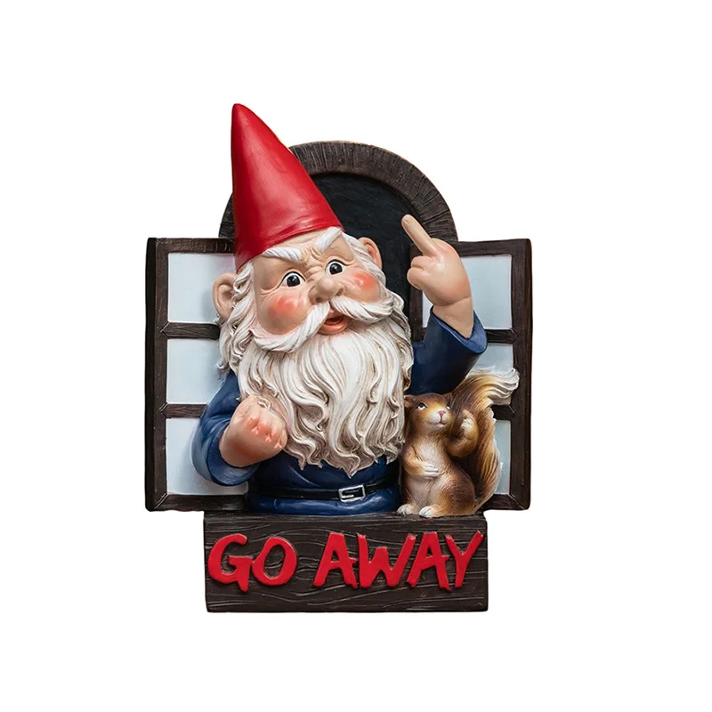 

Garden elf GO AWAY dwarf pendant courtyard door tree decoration hand-painted resin crafts wholesale