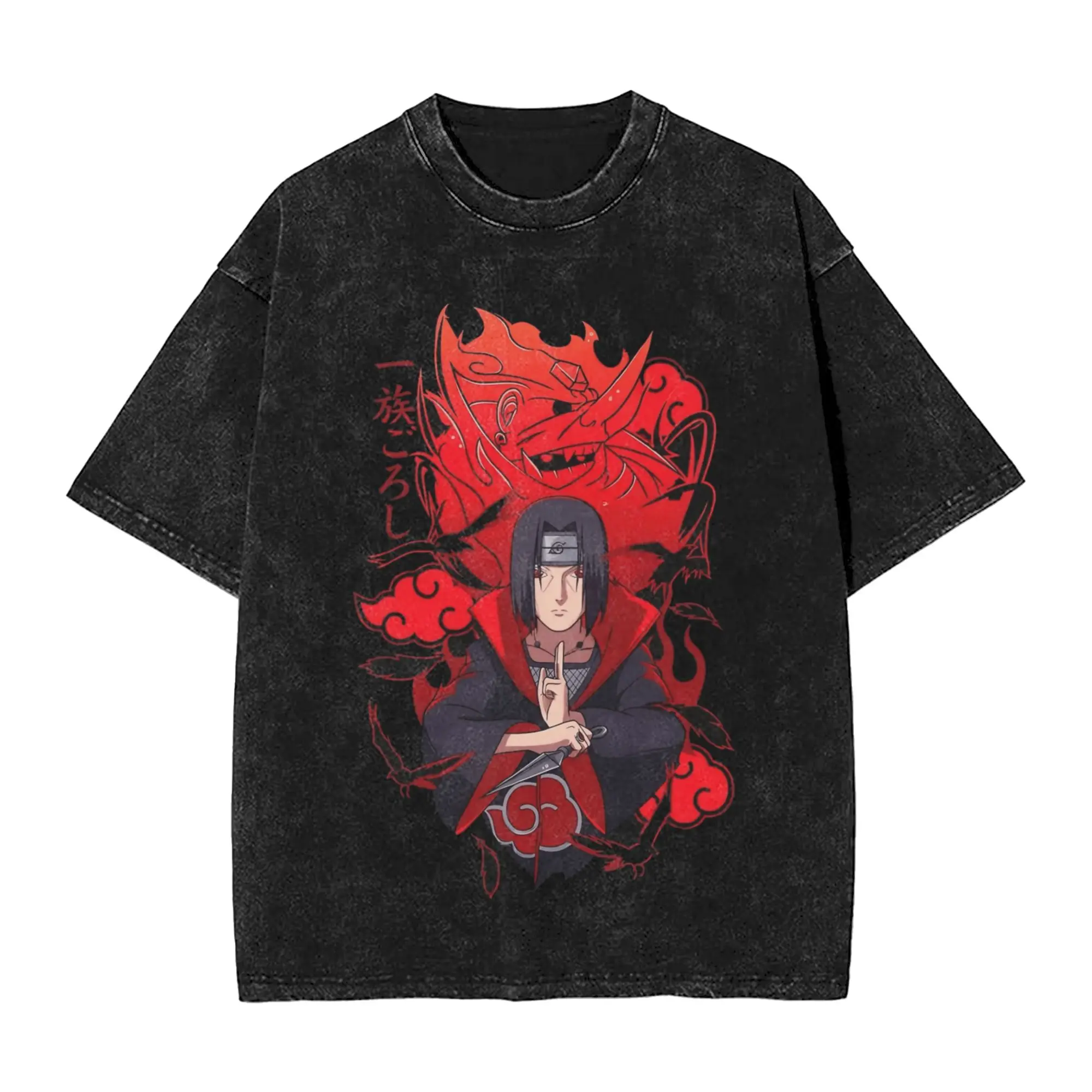 Washed T Shirts The Calm Assassin Carrying a Bloody Truth Narutoes Anime T-Shirt Harajuku Streetwear Summer Tops Tee Shirt Men