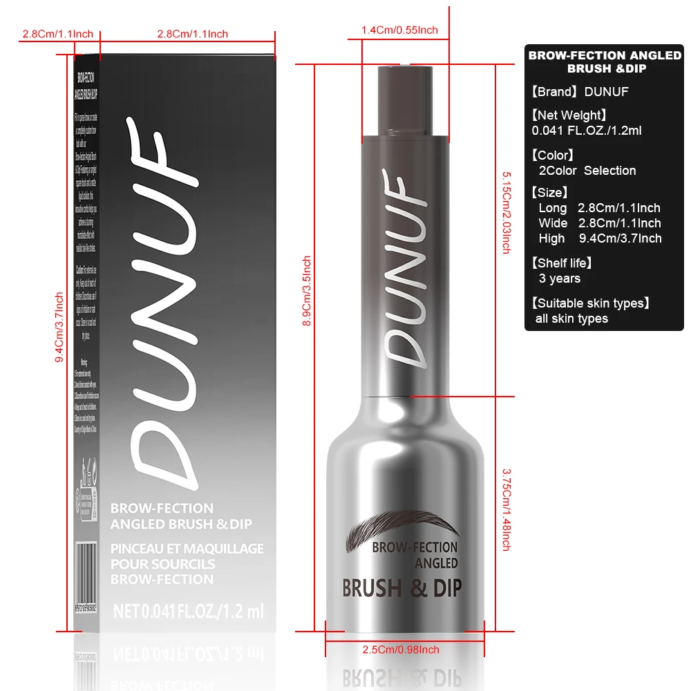 DUNUF 1 ชิ้น Dual-Prong Brow ปากกา-กันน้ํา,เหงื่อ,ยาวนาน,เริ่มต้นที่เป็นมิตร,Slim Design สําหรับคิ้วไร้ที่ติ