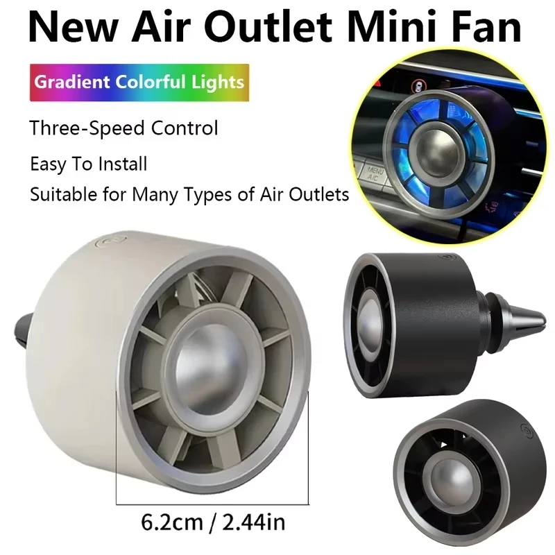 High-Powered Car Fan Color-Changing In-Car Air Conditioner Truck Clips Wholesale Small Vent Aromatherapy Fan