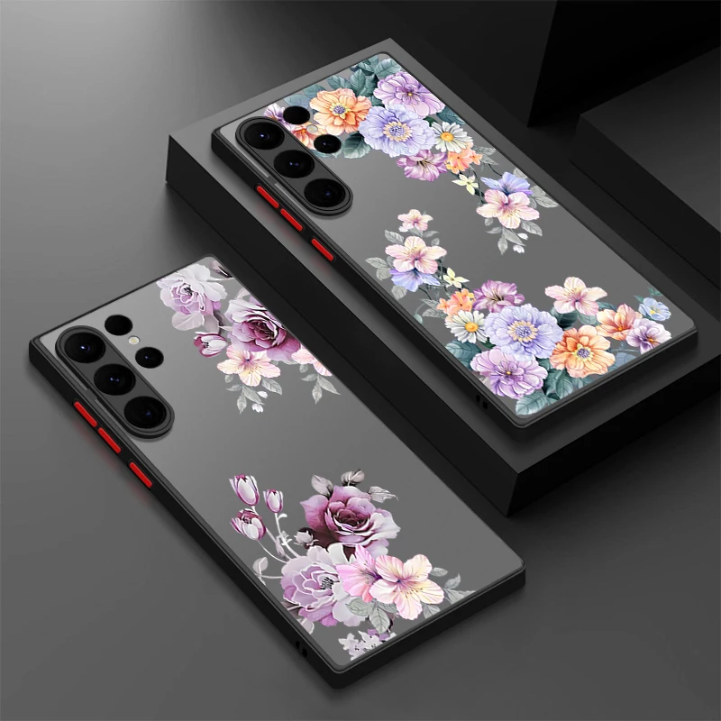 Funda de lujo con flor de melocotón y peonía para Samsung Galaxy S25 Ultra S24 S23 S22 S21 FE A34 A54 A15 A35 A55 A16 A26 A36 A56 5G Capa Coque