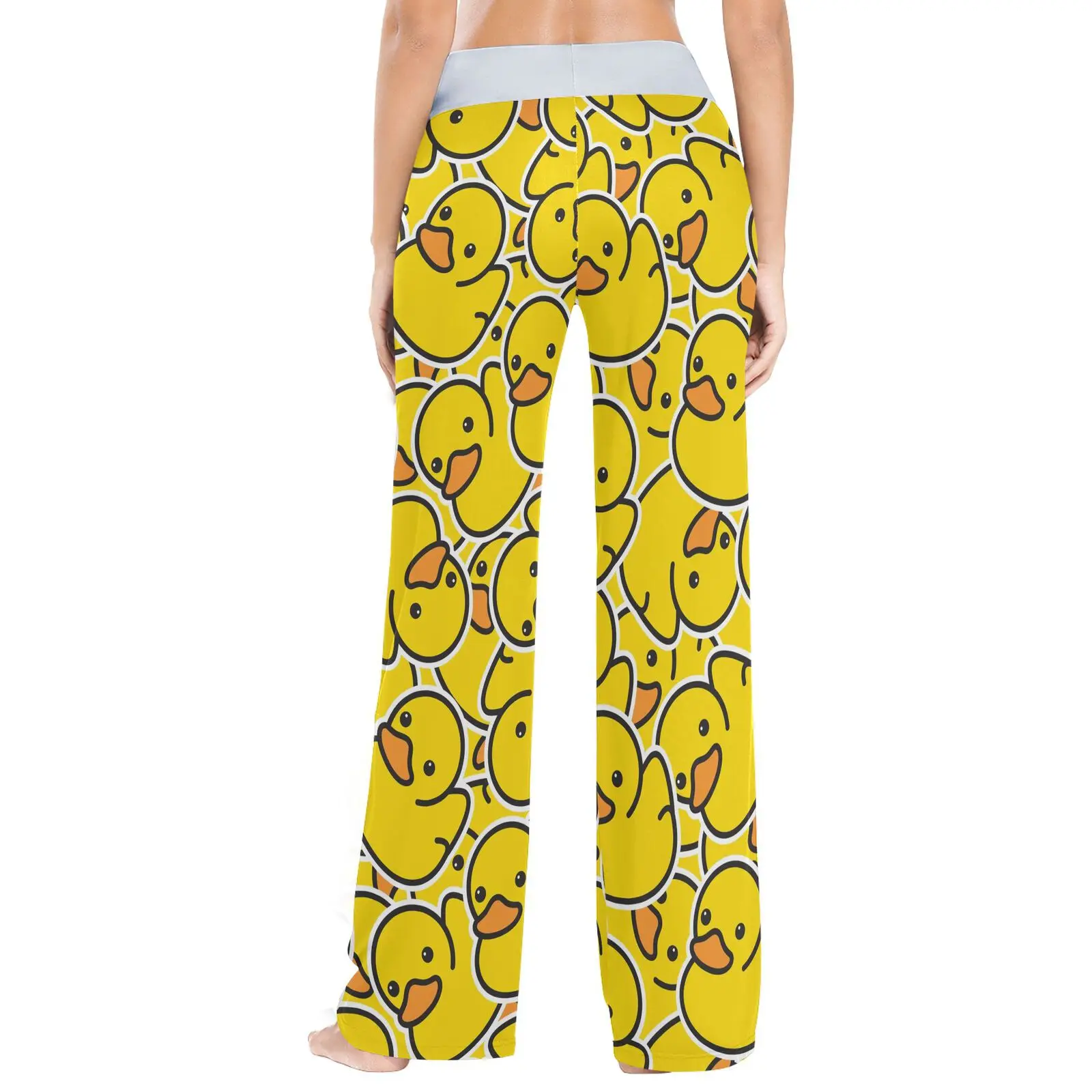 Autumn and Winter Sleep Bottom Women Cotton Long Pant Home Pajamas Soft Slip Yellow Little Duck Pants Big Size Casual Sleepwear