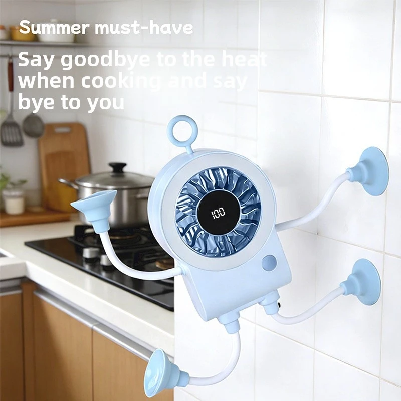 

2026 Summer Portable Cooling Fan 100 Speed Adjustable Digital Display, USB Powered Suction Cup Mini Fan for Desktop Home Outdoor
