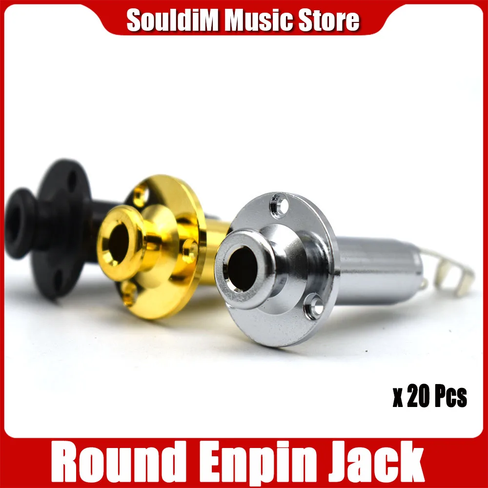 20Pcs Metal Integrated type Round Acoustic Electric Guitar Endpin Jack 6.35MM 1/4