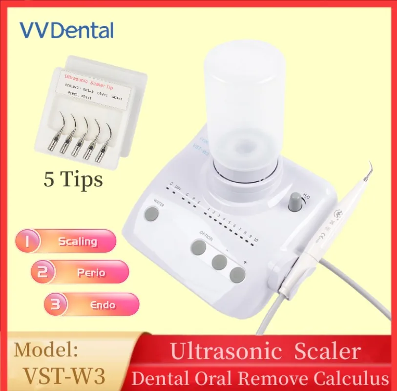 Nuevo escalador piezoeléctrico ultrasónico Dental VST-W3 con suministro de agua automático 2 * botellas 1 * pieza de mano para equipo de odontología SATELEC DTE