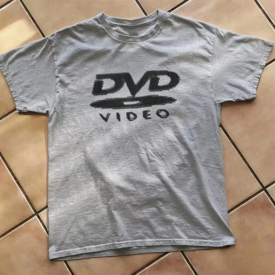 Camiseta divertida retro con logo de DVD, para hombre y mujer, casual, estilo urbano, gótica, de algodón, extragrande 2
