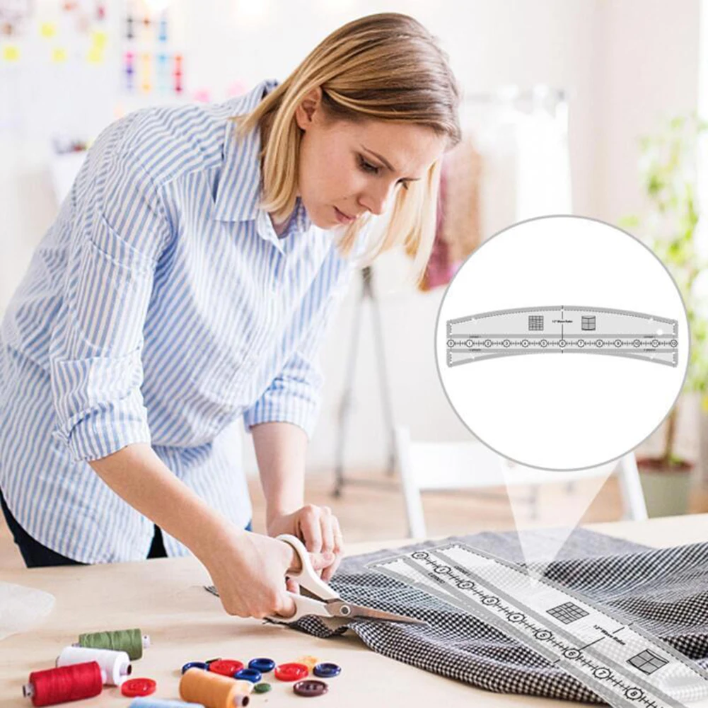 High Quality Wave Quilt Ruler Curve Tool Acrylic Easy To Use Good Toughness Multi-function For Sewing Quilting