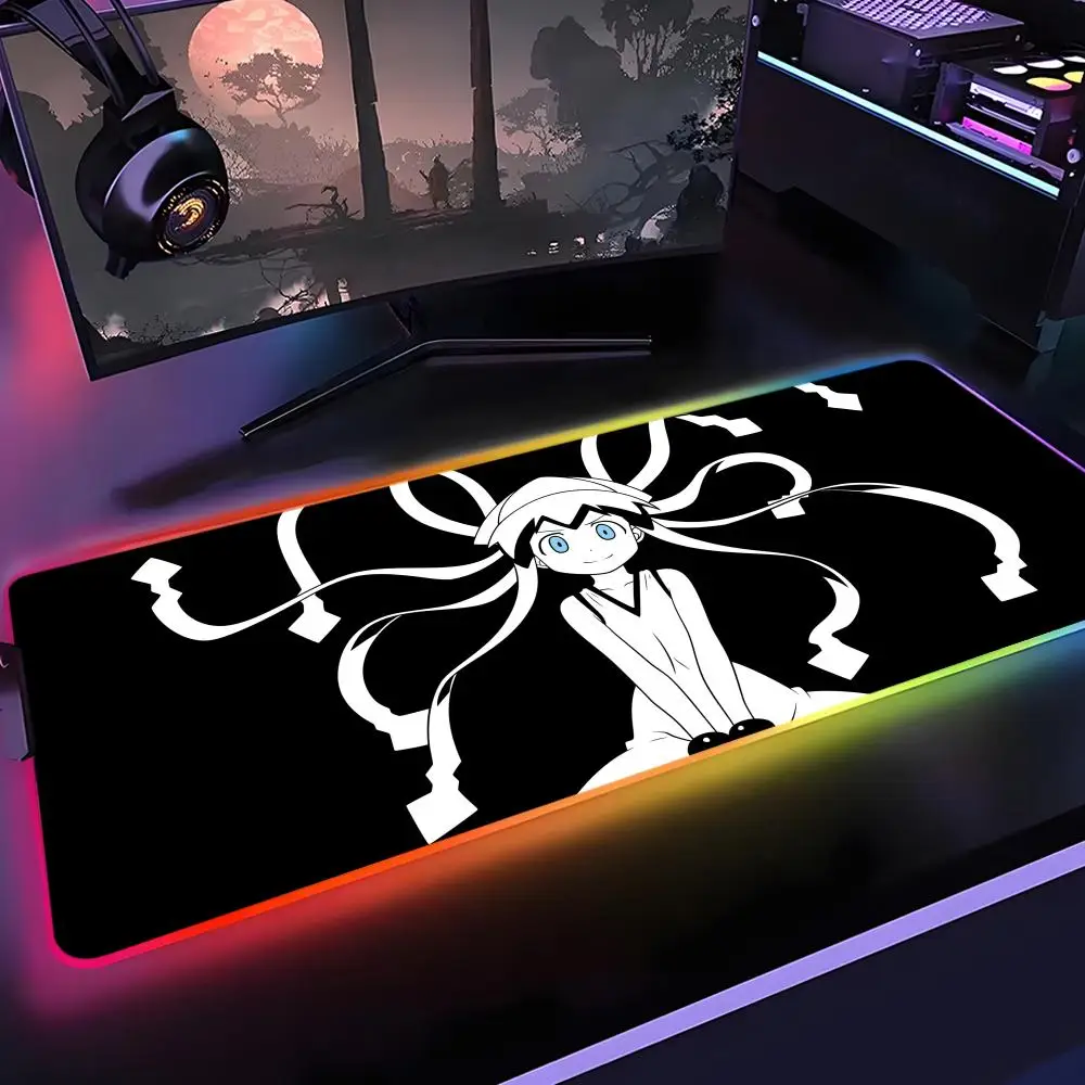 

Ika Musume The invader comes from the bottom of the sea Mouse Pad Gamer Rgb Desk Mat Back Light Led Mousepad Setup Game Deskmat