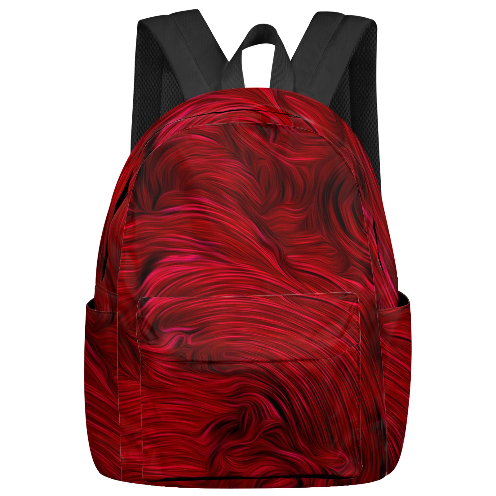 Red Abstract Texture Lines Backpack School Bags for Teenagers Girls Students Laptop Bag Women's Casual Travel Backpack