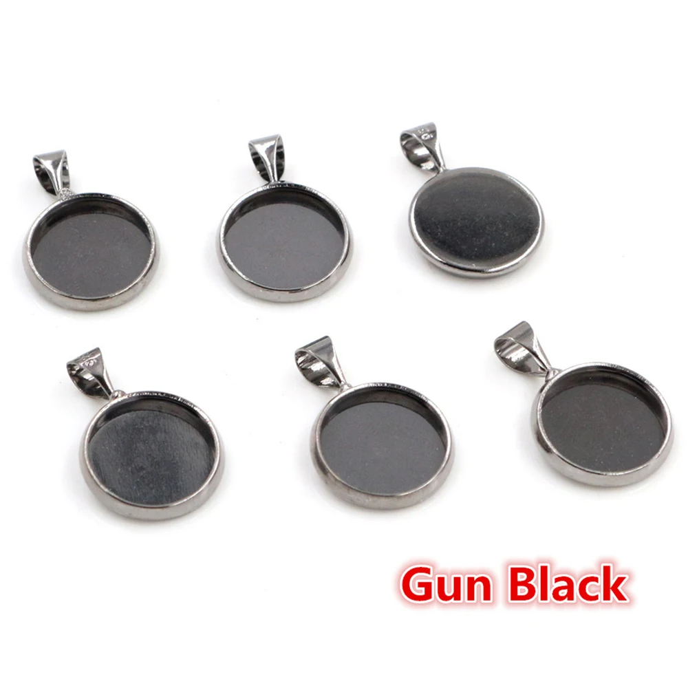 20pcs 12mm Inner Size Silver Gold Rhodium Plated Brass Material Simple Style Cabochon Base Cameo Setting Charms Pendant Tray