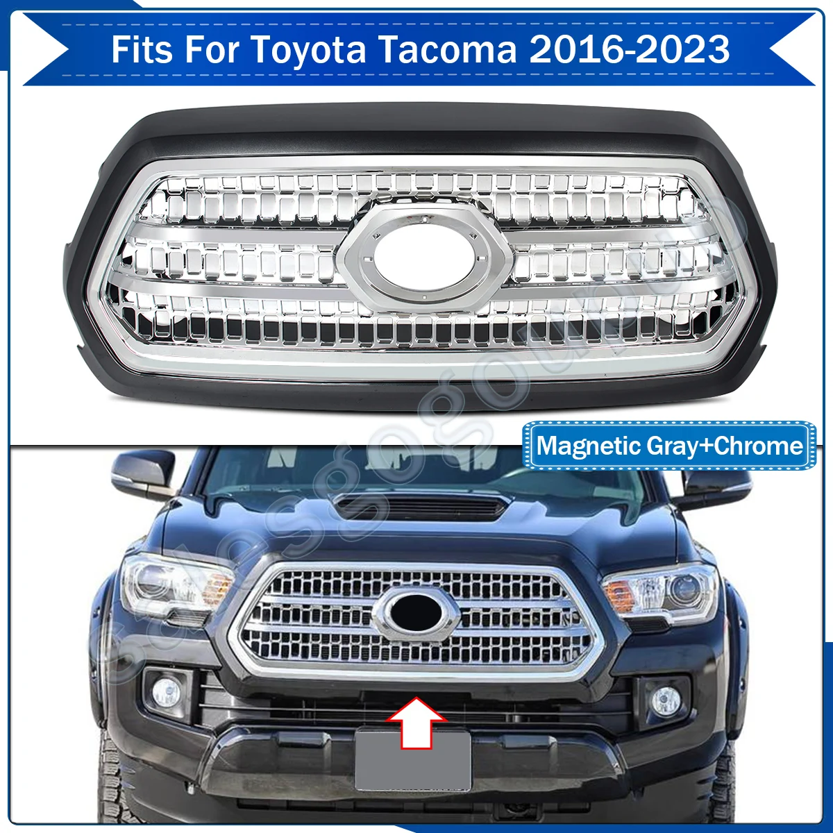 Magickit Front Grille Radiator Grills For 2016-2023 Toyota Tacoma 2016 TRD Front Upper Bumper Grille Auto Exterior Accessories