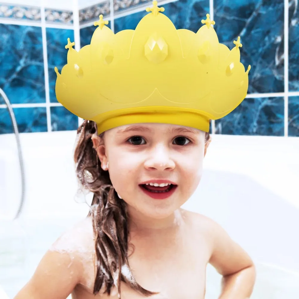 

Ear Protection Kids Shower Cap Hair Shield Elastic Band Shower Protect Head Cover Soft Adjustable Hair Wash Hat Bath Time