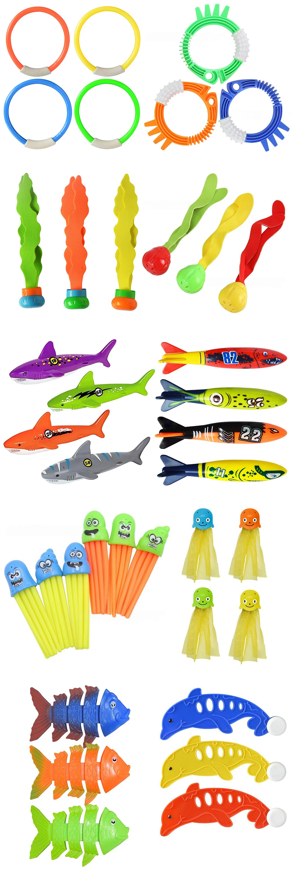 Sommer Pool Tauchen Spielzeug Set Bunte Kreative Schwimmen Kreis Float Dive Spiel Set Unterwasser Greifen Schwimmen Party Zubehör ZYF – Detail 1