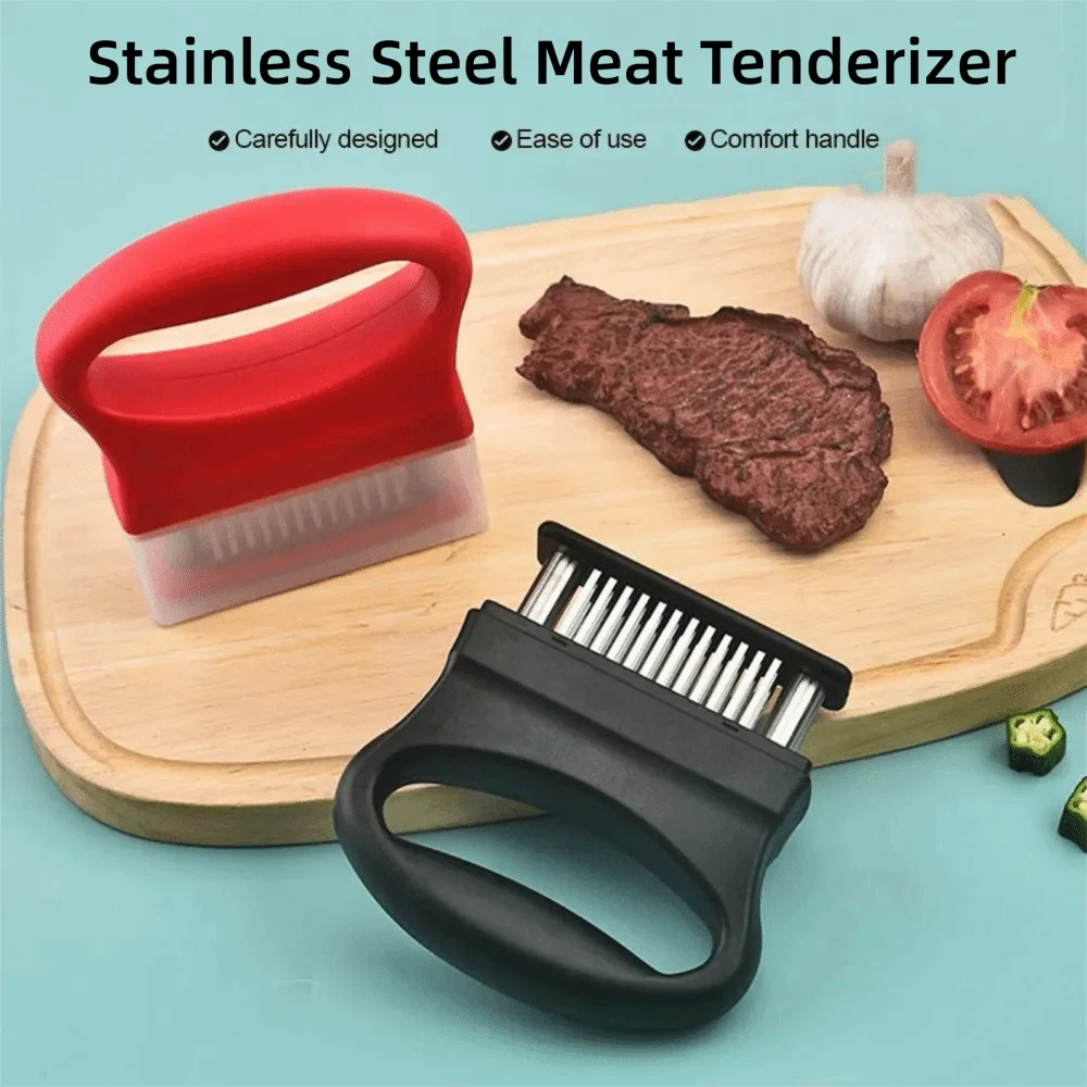 

Stainless Steel Blades Meat Tenderizer with Cover Ultra Sharp Needle Tenderizing Beef Mallet Ergonomic Handle Convenient