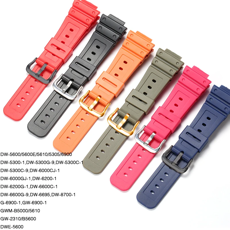 16mm Resin Strap Suitable For Casio DW-5900 DW-6900 5600E GW-M5610 Band Bracelet Pin Buckle Accessories