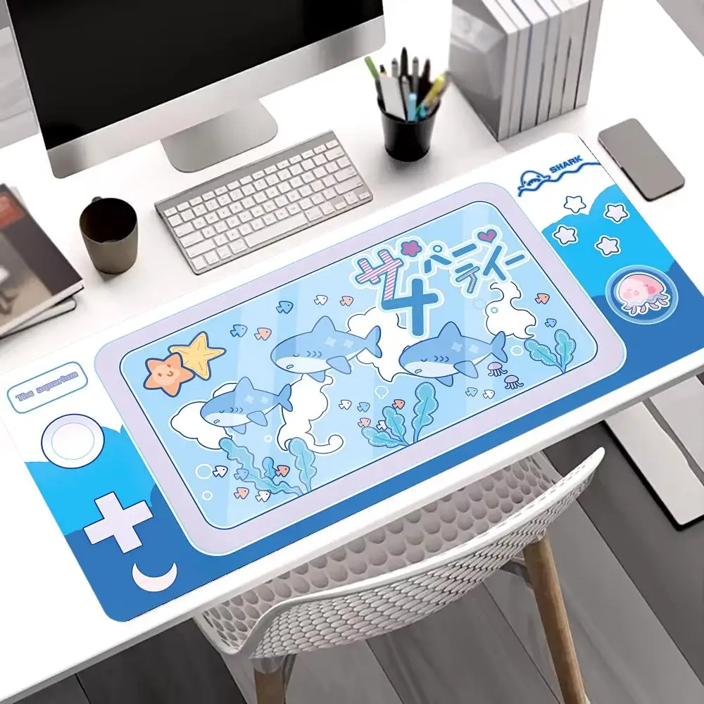

Милый коврик для мыши GeekShare Shark, большой художественный коврик для мыши, игровой нескользящий удлиненный коврик со швами, аксессуар для стола, эстетические коврики для мыши L