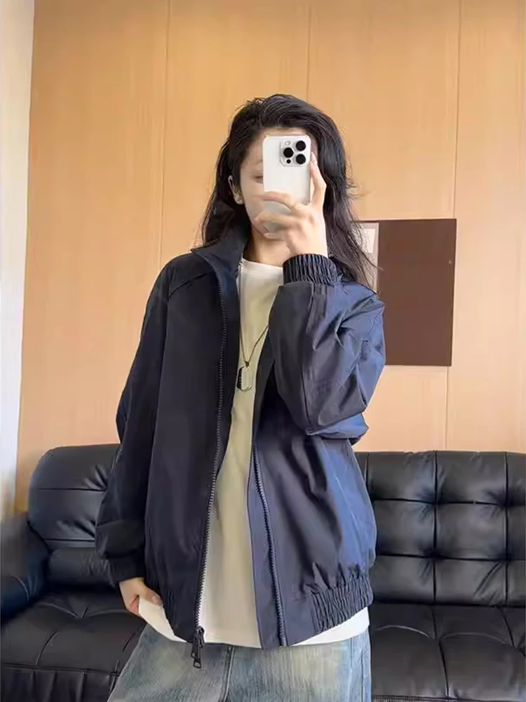 

Мужская молодежная куртка-бомбер Stand Fit в королевском синем цвете с воротником-стойкой, модная, в стиле бейсбольной формы, из хлопка