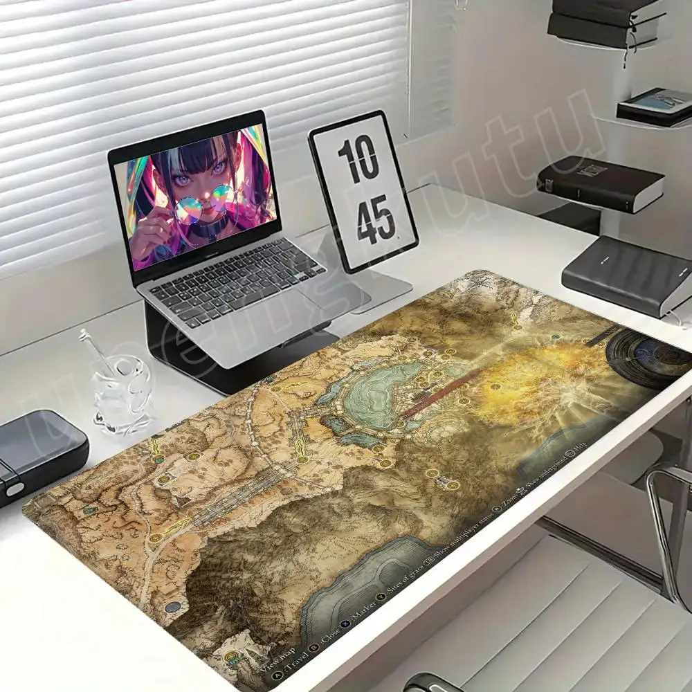 E_Eldenes Ring Mouse Pad Desk Pad Mouse Mat Game XXL 900x400 Mouse pad Anti-Slip Rubber Base Extended Keyboard Pad