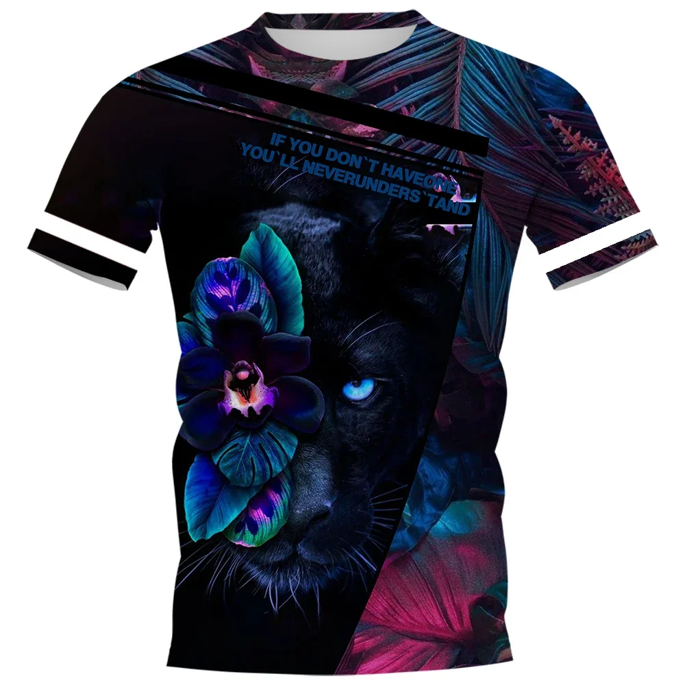 HX Fashion Mens T-shirts Animals Leopard Plant Leaves 3D Printed T Shirts Summer Casual Shirts Short Sleeve Tees