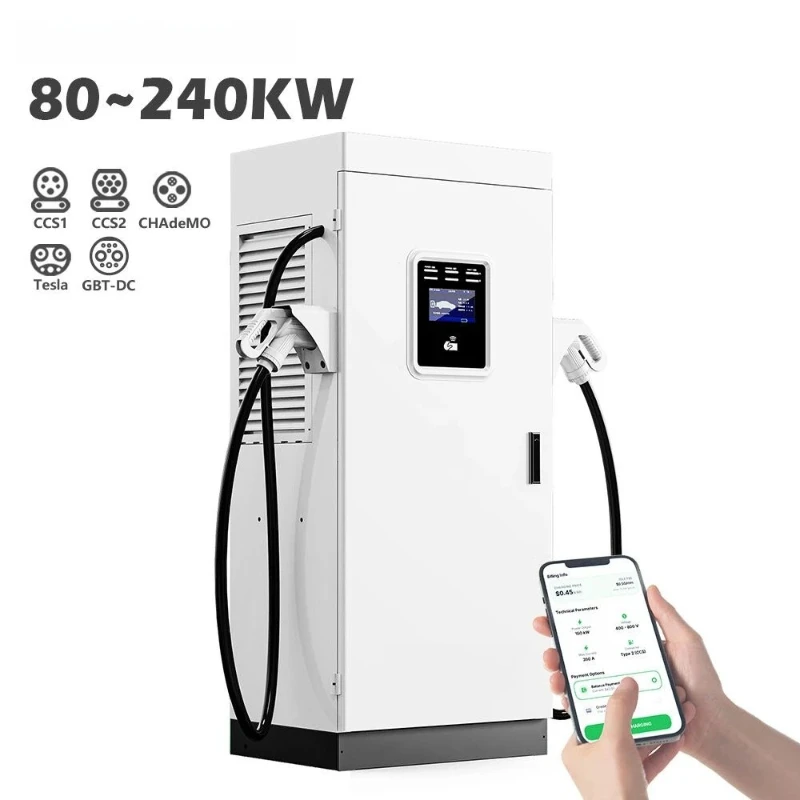 DC Fast Charger 180kW EV Charging Station Dual Gun Vertical Cabinet Electric Vehicle Charging Pile For Urban Bus Depot Works