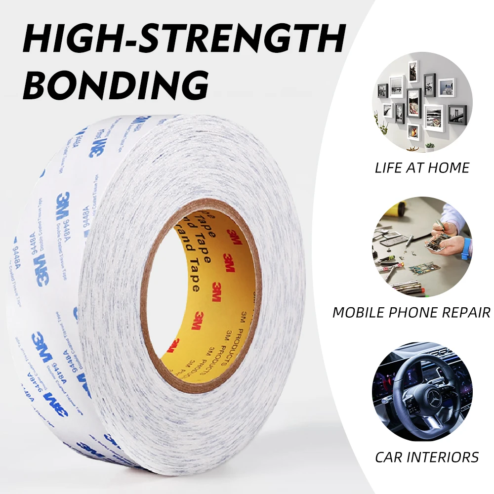 3M 9448A Double-Sided Tape Authentic Ultra-Thin Tissue Tape White Strong High Adhesion Waterproof Non-Woven 3M Tape view 4